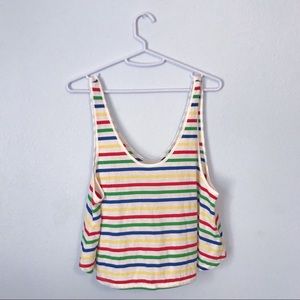 Rainbow Striped Flowy Crop Top